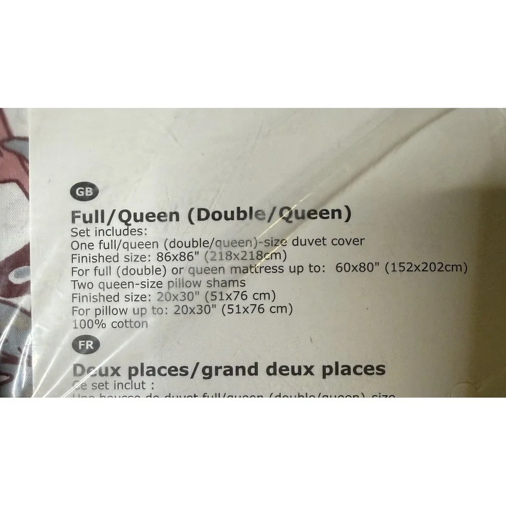NEW IKEA Sprangort Queen Duvet Cover Floral 100% Cotton Pink Red White 2018 HTF